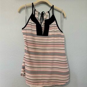 Striped Pink and Navy Blue Sleeveless Halter Top